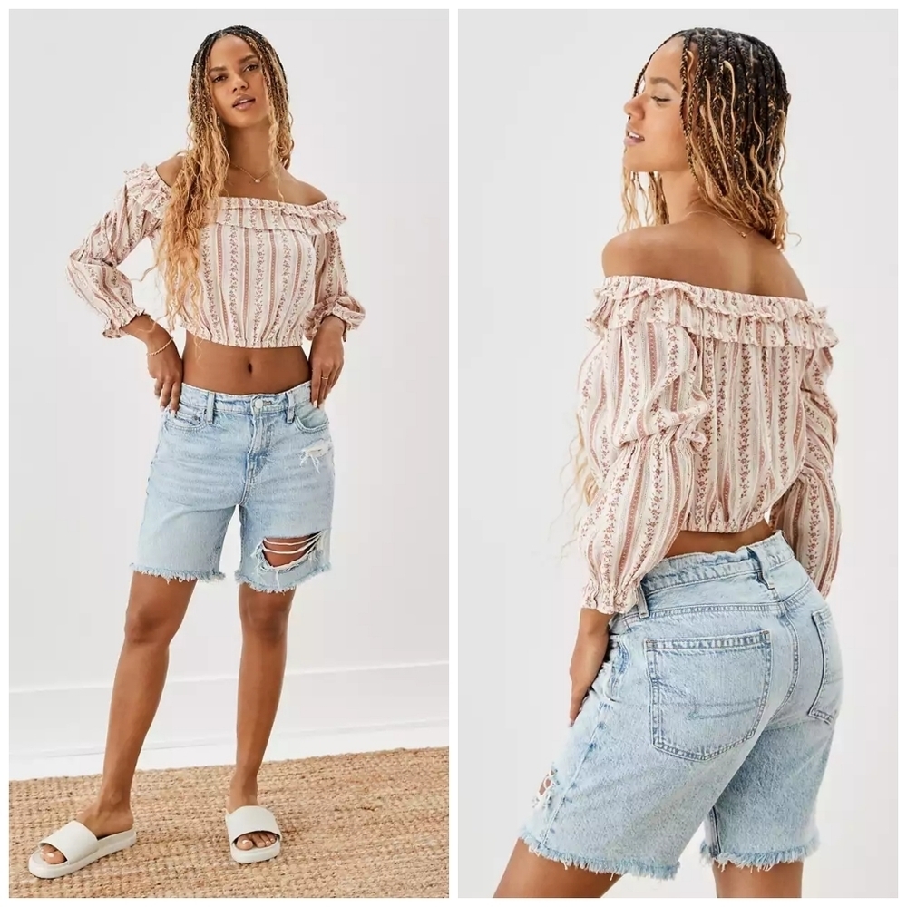 Aeo off shoulder boho crop top M